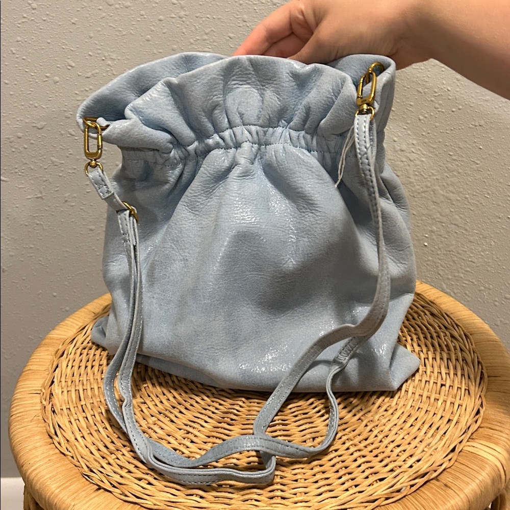 HOBO Prose Powder Blue Leather Drawstring Crossbody - Picture 11 of 11